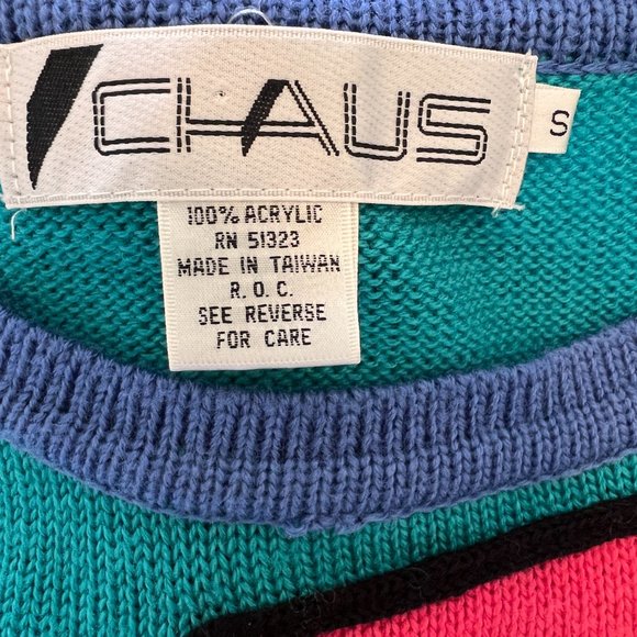 90's Chaus - Abstract Color Block Pullover Sweater - Size Small - Picture 8 of 8